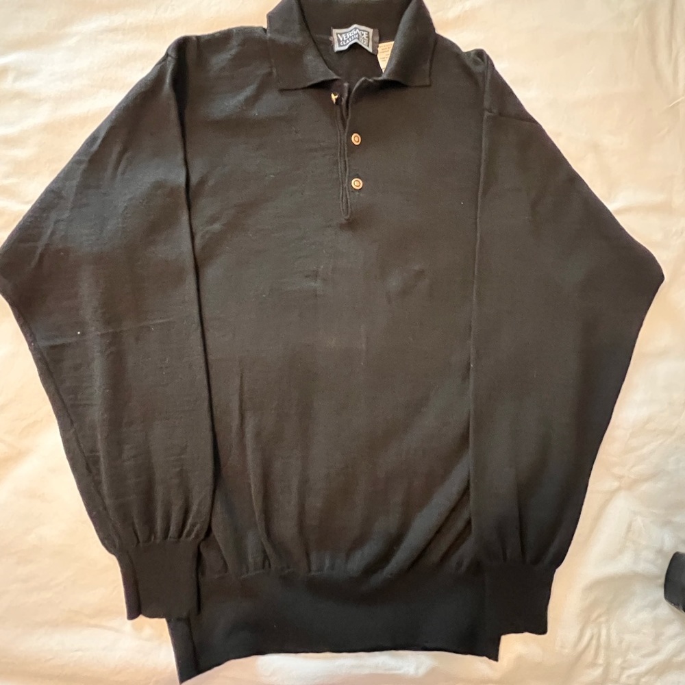 Men’s Versace sweater polo size medium Marano wool. Black